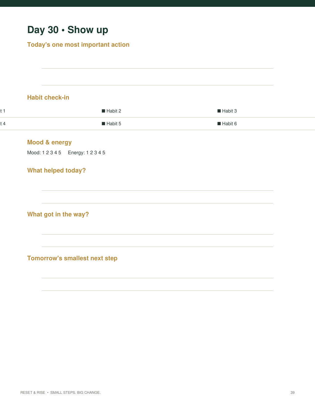 30-Day Habit Reset Planner | Start Fresh in 30 Days