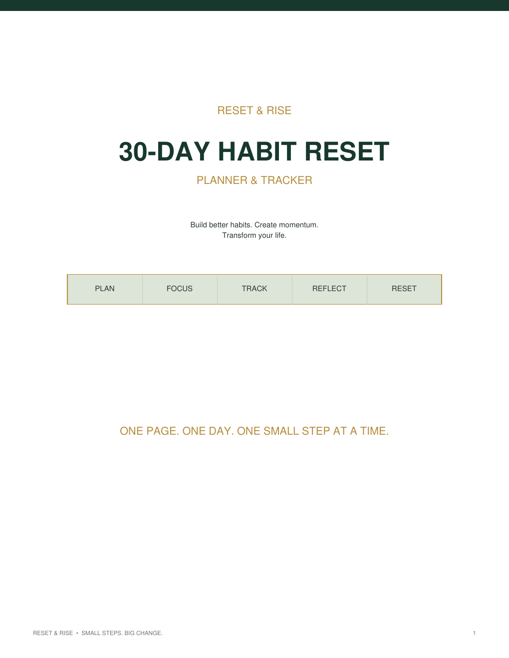 30-Day Habit Reset Planner | Start Fresh in 30 Days