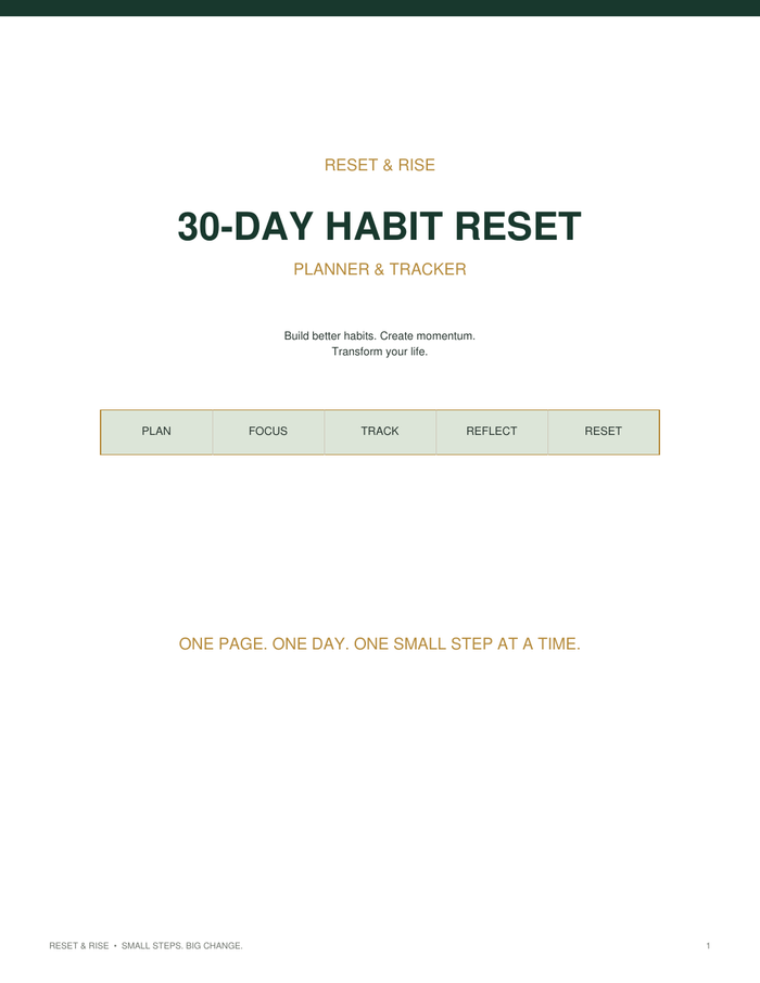 30-Day Habit Reset Planner | Start Fresh in 30 Days